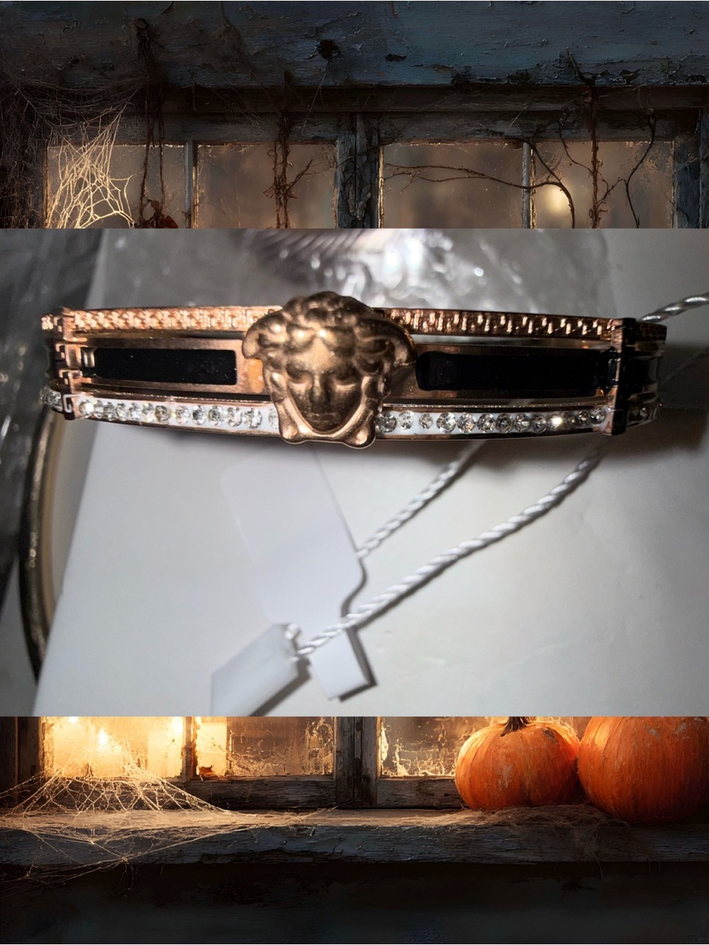 Versace Rose Gold Medusa Crystal Accent Bracelet